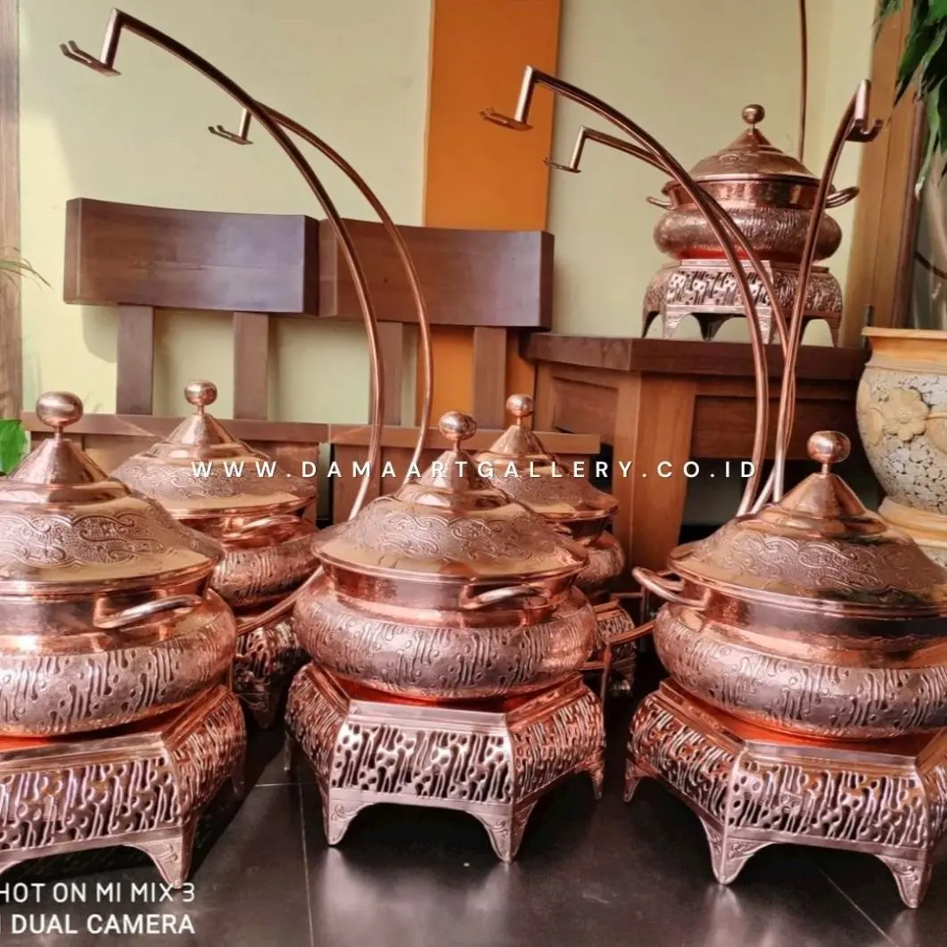 Chafing Dish Tembaga Roll Top Motif Batik